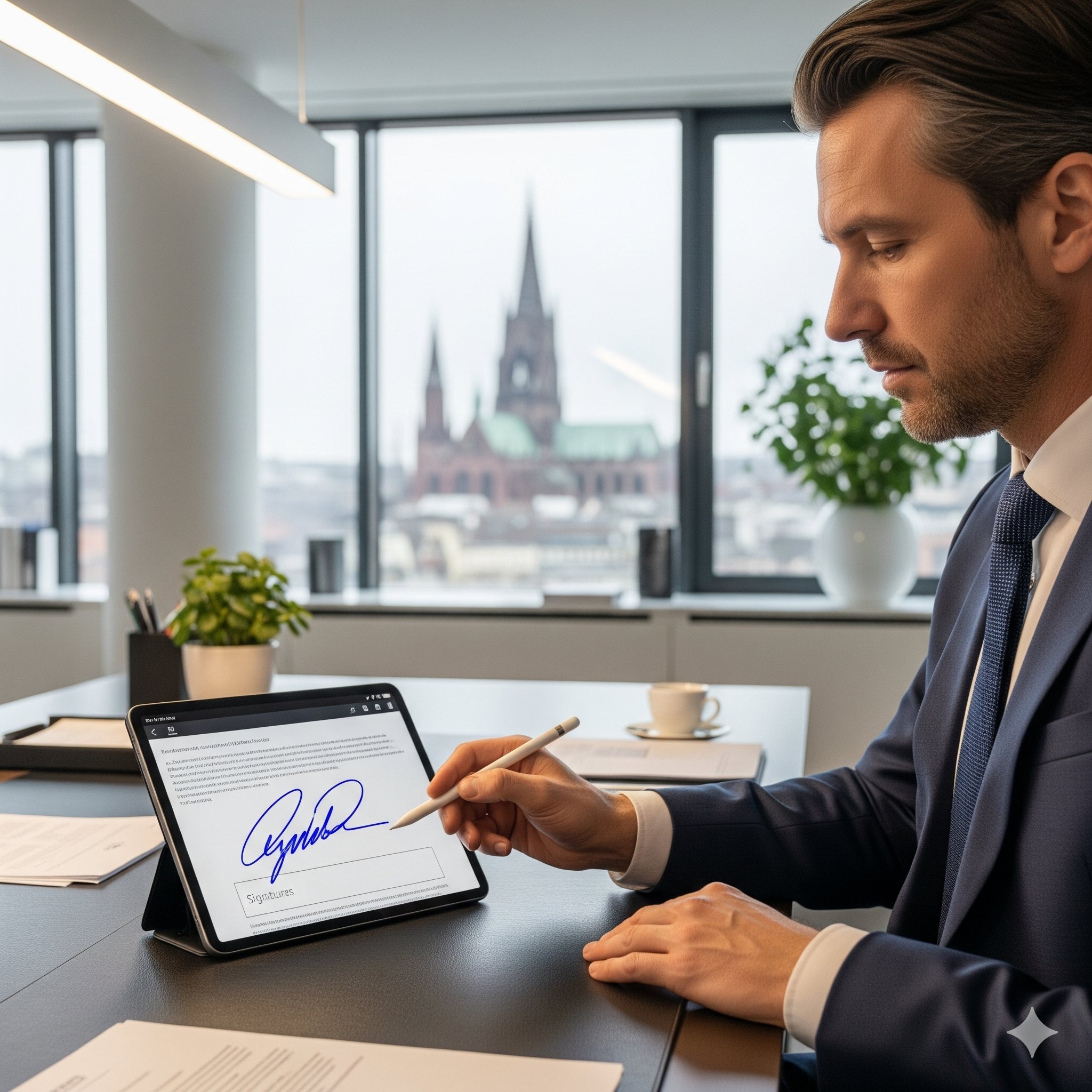 Geschäftsführer eines KMU in Freiburg nutzt die digitale Unterschrift